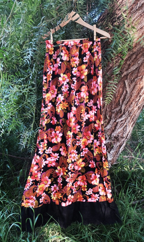 Vintage Floral Skirt | 1960's Floral Maxi Skirt | 