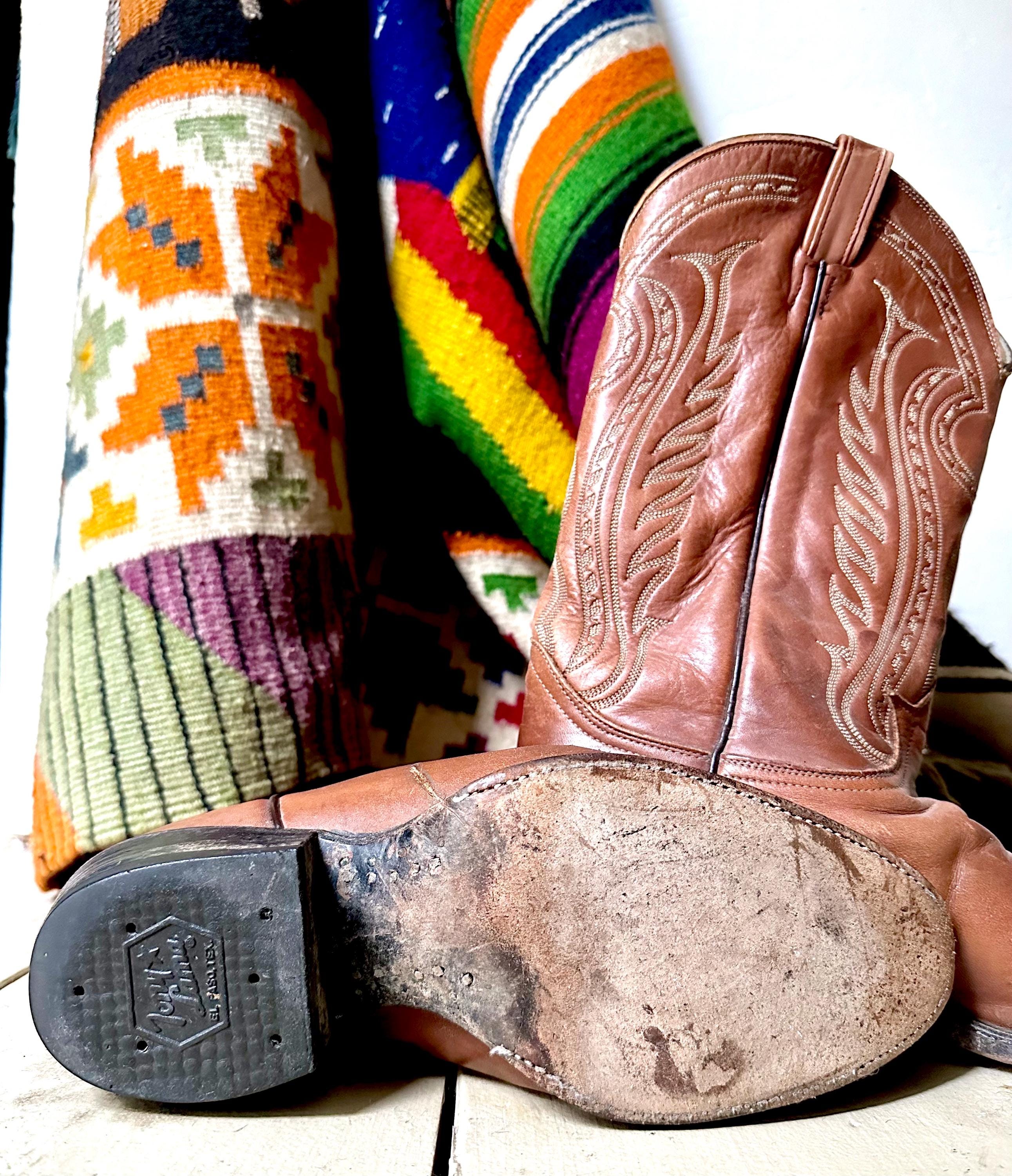 Vintage Men’s Tony Lama Western Brown Pull on Cowboy Boots size 10.5 Stitching Tony Lama Western Cowboy Boots Brown Leather Men main image 2