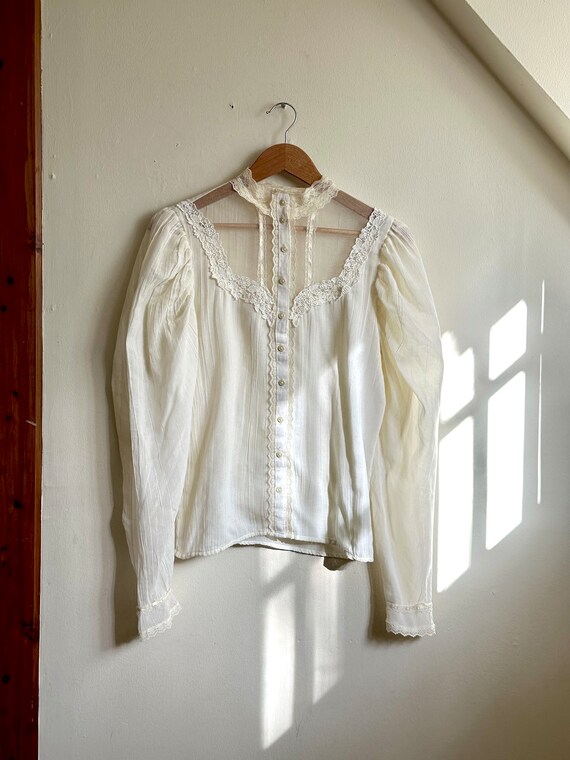 Vintage Gunne Sax Skirt Set: Semi Sheer Gauze Blo… - image 13