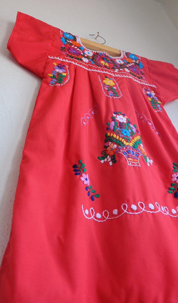 Vintage Mexican Embroidered Dress | Girls Mexico … - image 4