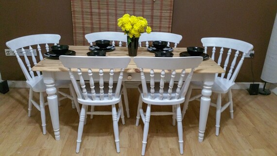 Esstisch Und Stuhle Upcycled Bauernhaus Party Weihnachten Abendessen Housewarming Custom Gemalt