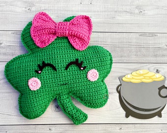 Shamrock Clover Crochet Pattern, Shamrock Clover Amigurumi Pattern, Shamrock Clover Kawaii Cuddler, Kawaii Shamrock Clover, Shamrock