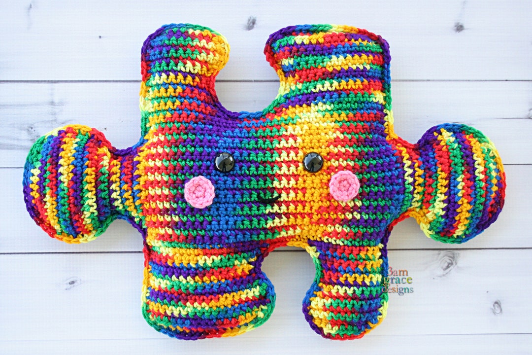 Puzzle Piece Amigurumi Plushie Crochet Pattern Kawaii Cuddler Ragdoll ...