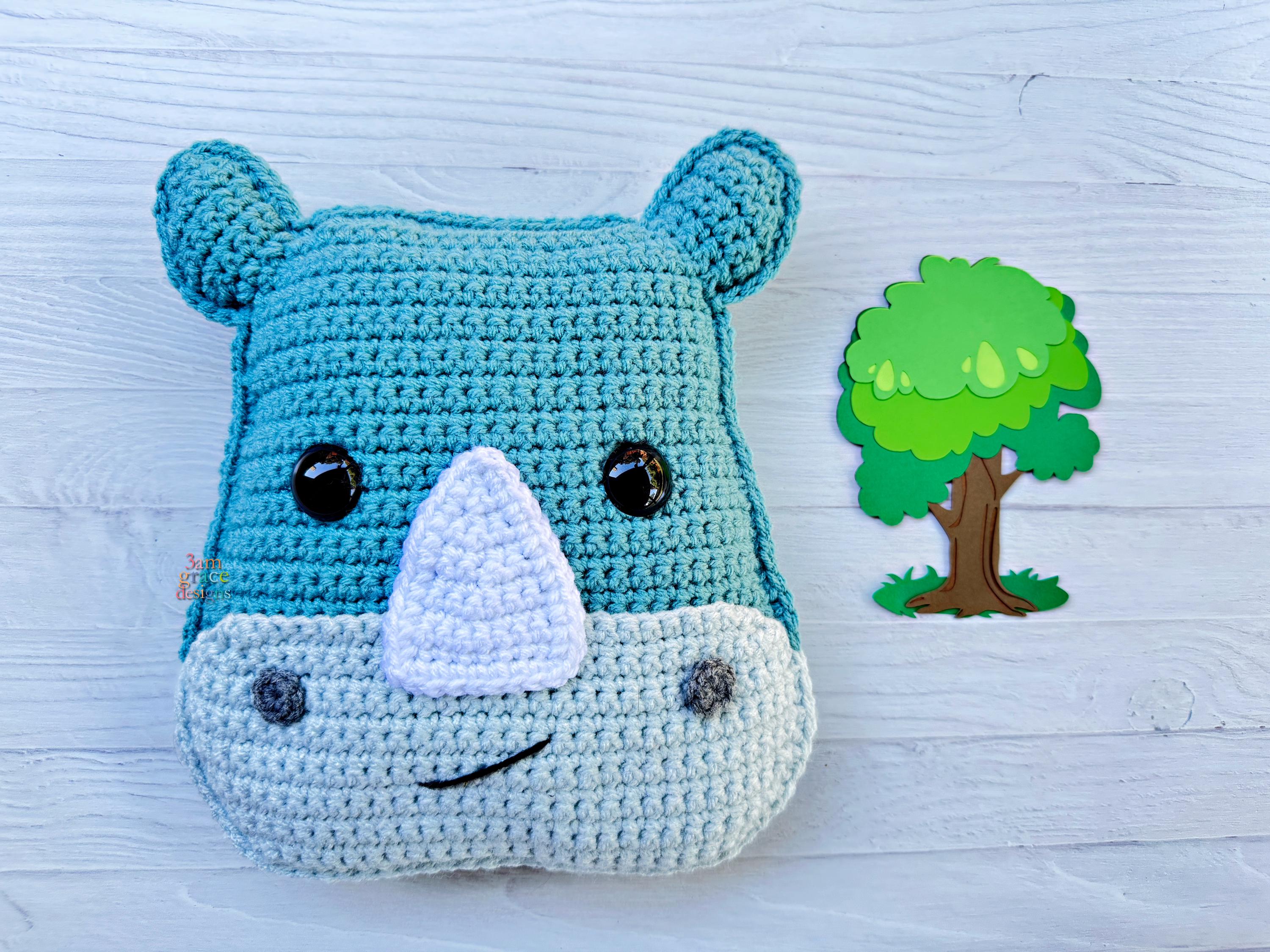 Rhinoceros Head Crochet Pattern: Kawaii Cuddler Amigurumi (PDF Pattern)