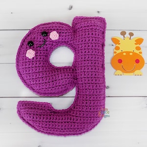 Patrón de crochet con la letra G minúscula, patrón de amigurumi con la letra G, patrón de crochet con el alfabeto, patrón de amigurumi con el alfabeto, muñeco de trapo con la letra G