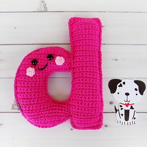 Patrón de crochet con la letra D minúscula, patrón de amigurumi con la letra D, patrón de crochet con el alfabeto, patrón de amigurumi con el alfabeto, muñeco de trapo con la letra D