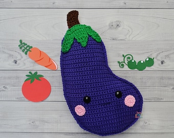 Eggplant Crochet Pattern, Eggplant Amigurumi Pattern, Eggplant Kawaii Cuddler, Eggplant Rag doll, Eggplant Ragdoll, Eggplant Cuddler Pattern