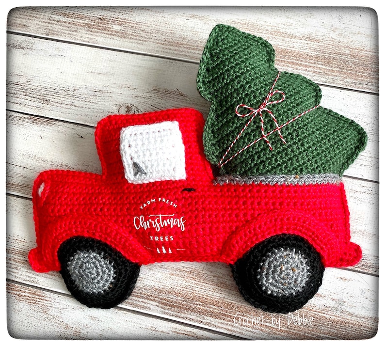 Red Christmas Truck Crochet Pattern, Red Christmas Truck Amigurumi Pattern, Red Christmas Truck Kawaii Cuddler, Red Christmas Truck Ragdoll image 2