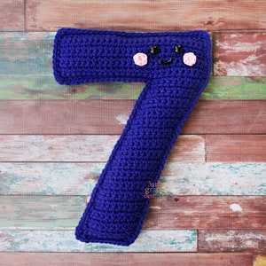 Number Seven 7 Crochet Pattern, Number Seven 7 Amigurumi Pattern, Number Crochet Pattern, Number Amigurumi Pattern, Number 7 Plush, Number 7