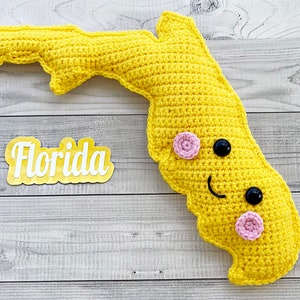 Patrón de crochet de Florida, Patrón de amigurumi de Florida, Muñeco de peluche Kawaii de Florida, Muñeco de trapo de Florida, Estado de Florida, Estado de Florida