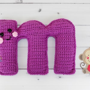 Padrão de crochê com letra minúscula M, padrão de amigurumi com letra M, padrão de crochê com alfabeto, padrão de amigurumi com alfabeto, Ragdoll com letra M