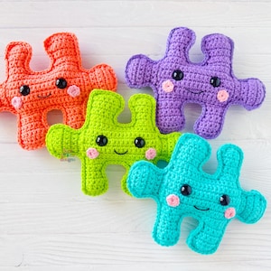 Patrón de ganchillo para peluche amigurumi de mini piezas de rompecabezas, estilo kawaii, muñeco de trapo, descarga digital en PDF