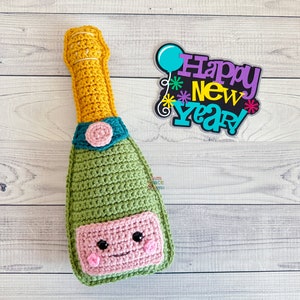 Champagne Bottle Crochet Pattern, Champagne Bottle Amigurumi Pattern, Champagne Bottle Kawaii Cuddler, Kawaii Champagne Bottle