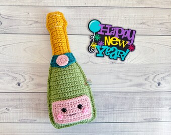 Champagne Bottle Amigurumi Plushie Crochet Pattern Kawaii Cuddler Ragdoll PDF Digital Download