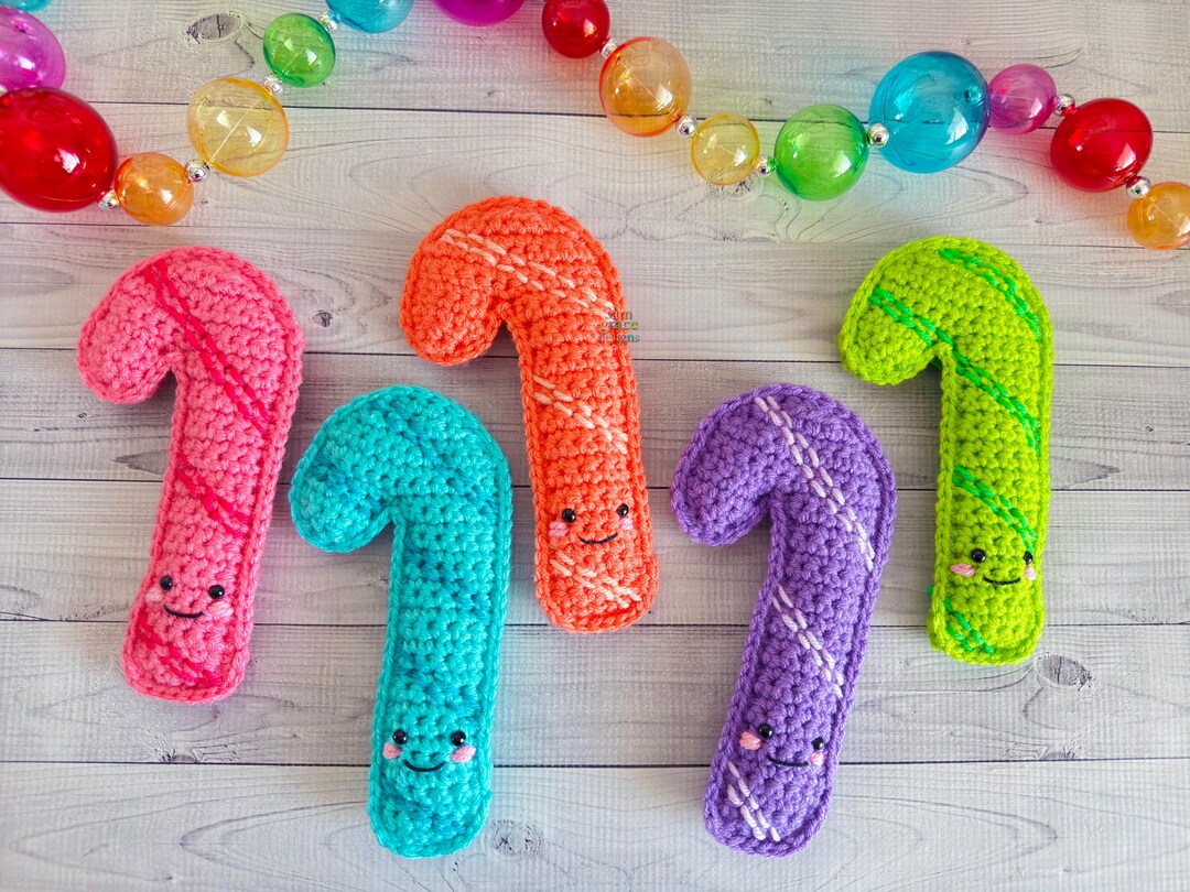 Mini Candy Cane Amigurumi Plushie Crochet Pattern Kawaii Cuddler ...