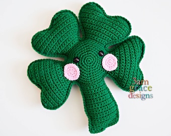 Four Leaf Clover Amigurumi Plushie Crochet Pattern Kawaii Cuddler Ragdoll PDF Digital Download