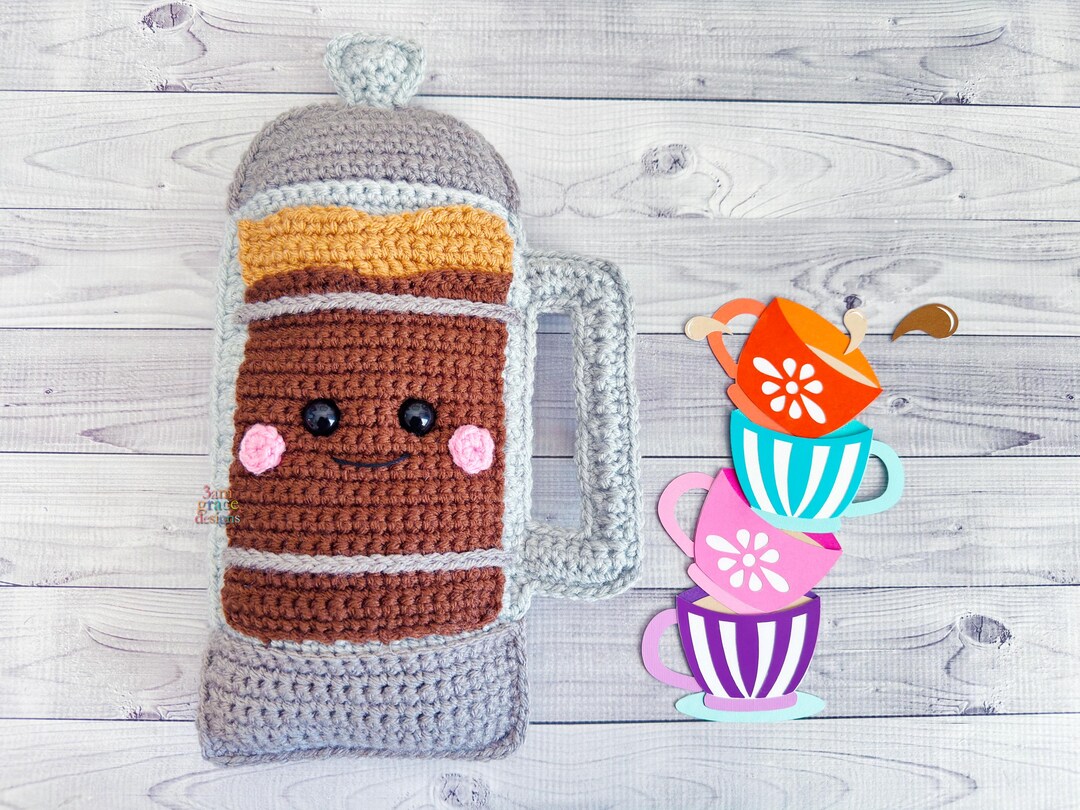 French Press Crochet Pattern, French Press Amigurumi Pattern, French