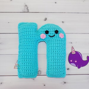 Patrón De Ganchillo Letra N Minúscula, Patrón Amigurumi Letra N, Patrón De Ganchillo Alfabeto, Patrón Amigurumi Alfabeto, Letra N Abrazo
