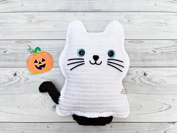Ghost Kitty Amigurumi Plushie Crochet Pattern Kawaii Cuddler Ragdoll PDF Digital Download