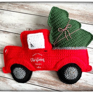 Schema all&#39;uncinetto per camion di Natale rosso, schema amigurumi per camion di Natale rosso, coccolone kawaii per camion di Natale rosso, bambola di pezza per camion di Natale rosso