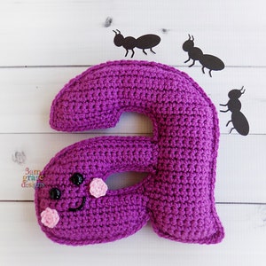 Patrón de crochet con la letra A minúscula, patrón de amigurumi con la letra A, patrón de crochet del alfabeto, patrón de amigurumi del alfabeto, muñeca de trapo con la letra A