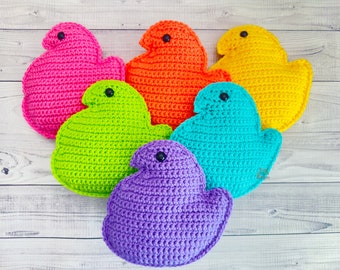 Mini lapin de Pâques poussin guimauve Amigurumi doudou au crochet, peluche câline kawaii, poupée de chiffon PDF en téléchargement numérique