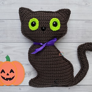 Modèle au crochet chat noir, motif Amigurumi chat noir, câlin chat noir kawaii, poupée de chiffon chat noir, motif câlin chat noir
