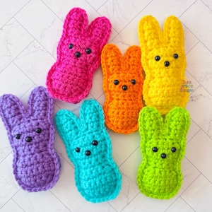 Tiny Easter Peep Marshmallow Bunny Amigurumi Plushie Crochet Pattern Kawaii Cuddler Ragdoll PDF Digital Download