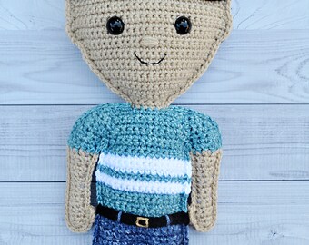 男の子人形あみぐるみぬいぐるみかぎ針編みパターンかわいい抱き枕