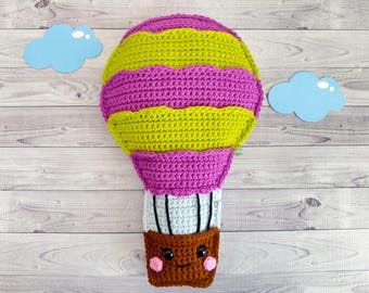 Hot Air Balloon Amigurumi Plushie Crochet Pattern Kawaii Cuddler Ragdoll PDF Digital Download