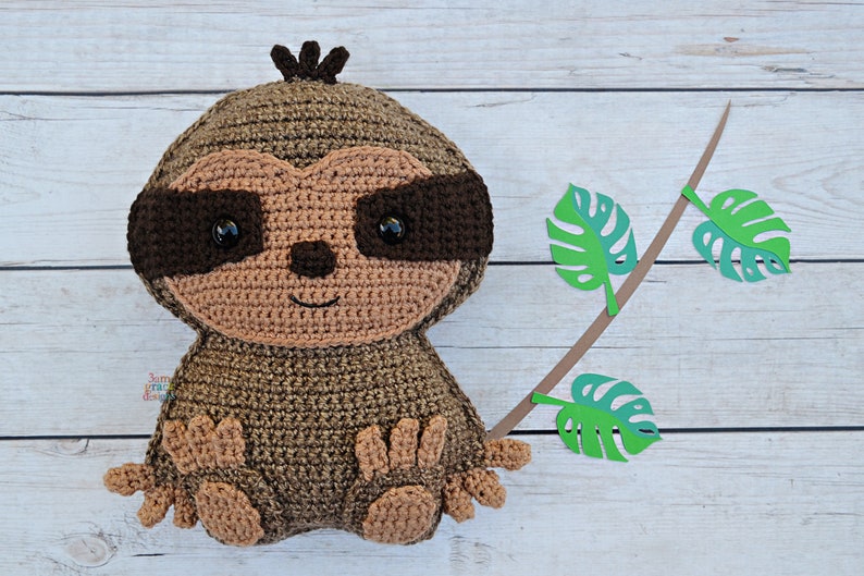 Sloth Amigurumi Plushie Crochet Pattern Kawaii Cuddler Ragdoll PDF Digital Download image 1