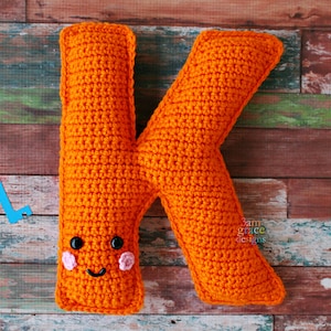 Patrón de Ganchillo Letra K, Patrón Amigurumi Letra K, Patrón de Ganchillo Alfabeto, Patrón Amigurumi Alfabeto, Ragdoll Letra K, Letra K