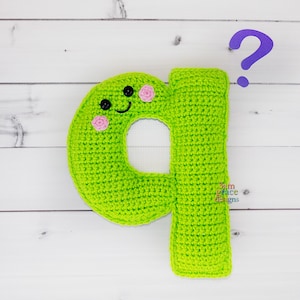 Patrón de crochet con la letra Q minúscula, patrón de amigurumi con la letra Q, patrón de crochet con el alfabeto, patrón de amigurumi con el alfabeto, abrazo con la letra Q