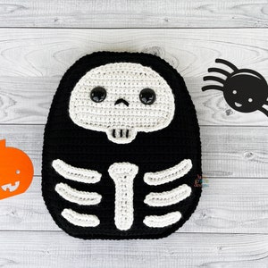 Skeleton Squish Crochet Pattern, Skeleton Squish Amigurumi Pattern, Skeleton Kawaii Cuddler, Skeleton Cuddler Pattern, Skeleton Squish