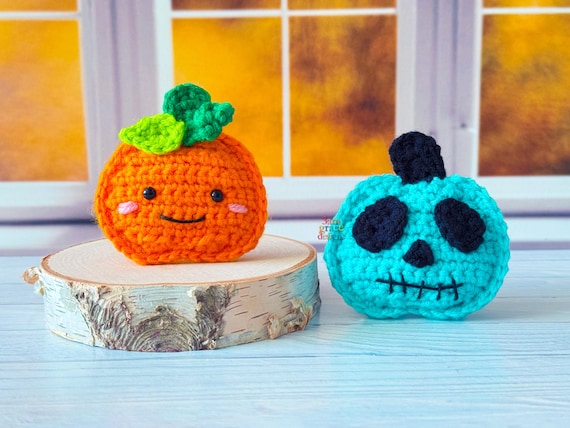 Tiny Pumpkin Amigurumi Plushie Kawaii Ragdoll Skeleton Crochet Pattern PDF Download