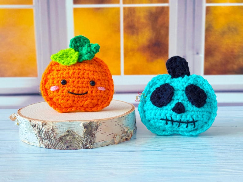 Tiny Pumpkin Amigurumi Plushie Kawaii Ragdoll Skeleton Crochet Pattern PDF Download image 1