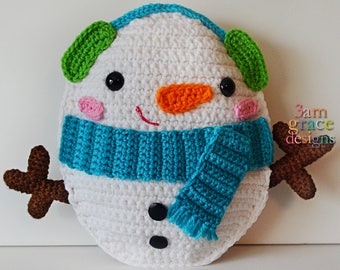 Snowman Crochet Pattern, Snowman Amigurumi Pattern, Snowman Kawaii Cuddler, Snowman Rag doll, Snowman Ragdoll, Kawaii Snowman