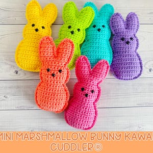 Mini Easter Peep Marshmallow Bunny Amigurumi Plushie Crochet Pattern Kawaii Cuddler Ragdoll PDF Digital Download