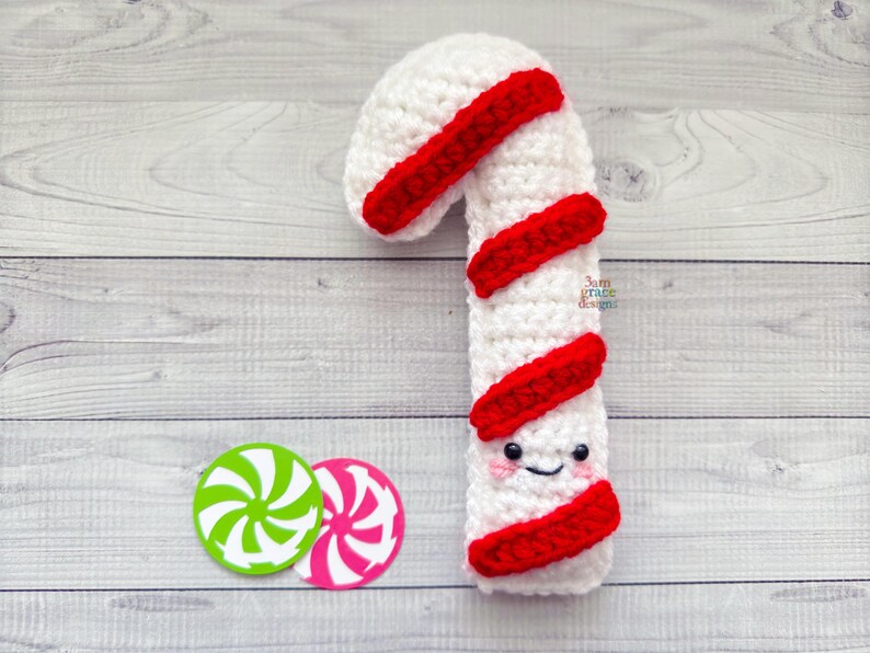 Mini Candy Cane Amigurumi Plushie Crochet Pattern Kawaii Cuddler ...