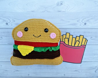 Cheeseburger Crochet Pattern, Cheeseburger Amigurumi Pattern, Cheeseburger Kawaii Cuddler, Cheeseburger Rag doll, Cheeseburger Ragdoll