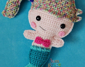 Mermaid Amigurumi Plushie Crochet Pattern Kawaii Cuddler Ragdoll PDF Digital Download