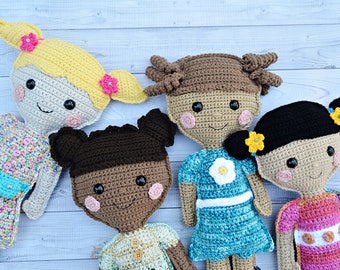 Poupée fille Amigurumi peluche, motif au crochet Kawaii câlin câlin Ragdoll PDF téléchargement numérique