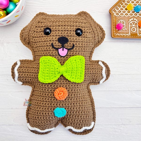 Gingerbread Puppy Amigurumi Plushie Crochet Pattern Kawaii Cuddler Ragdoll PDF Digital Download