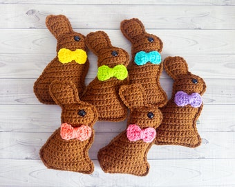 Mini Chocolate Bunny Amigurumi Plushie Crochet Pattern Kawaii Cuddler Ragdoll PDF Digital Download