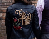 Beauty and the Beast themed custom painted jacket, wifey jacket, personalised jacket