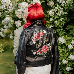 Custom painted wedding jacket, handpainted bride jacket image 1