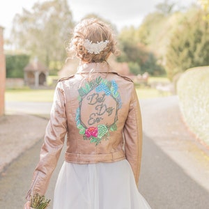 Handpainted faux leather wedding jacket, Wifey jacket image 1