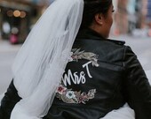Custom painted wedding jacket, handpainted bride jacket