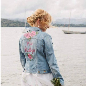 Handpainted custom denim jackets, bridal personalised jacket image 1