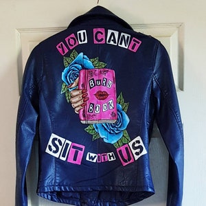 Custom painted Mean Girls Burn Book jacket, custom jacket